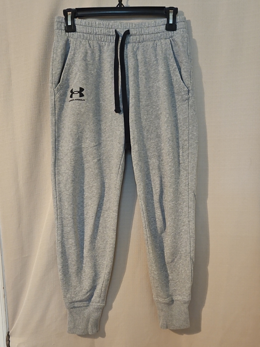 Under Armour Light Gray Jogger Sweatpants with Black Drawcord